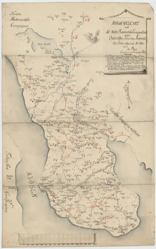 Kartblad 50: Militairisk Wej-Cart over det Westre Hedemarkske Compagnie District