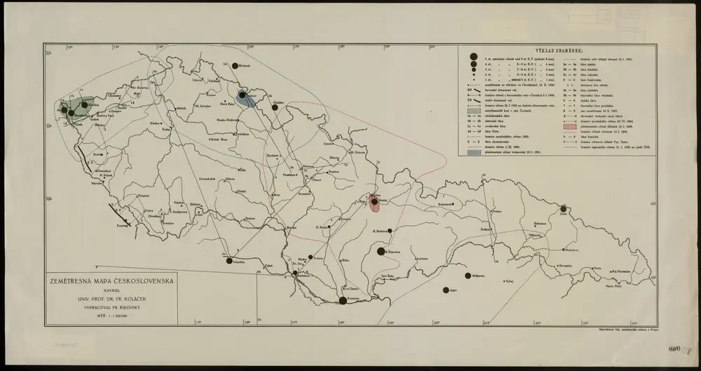 Zemětřesná mapa Československa