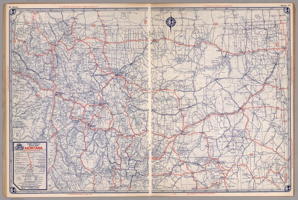 Road map of Montana