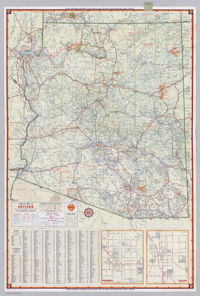 Shell Highway Map of Arizona.