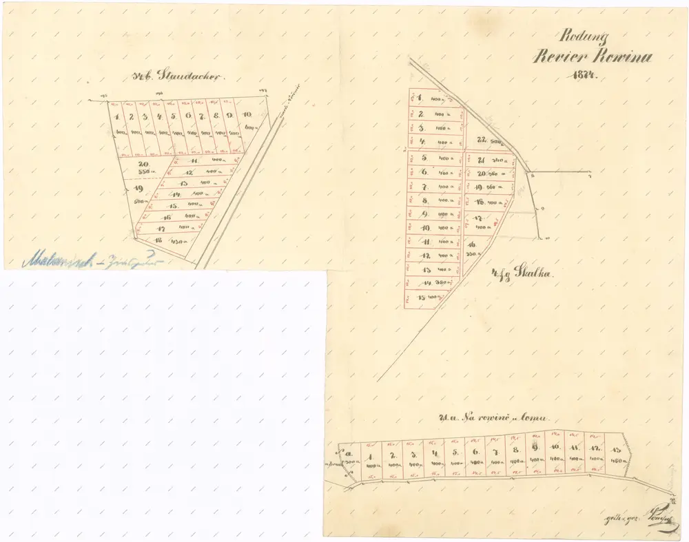 Klučení půdy v polesí Rovina v roce 1874 1