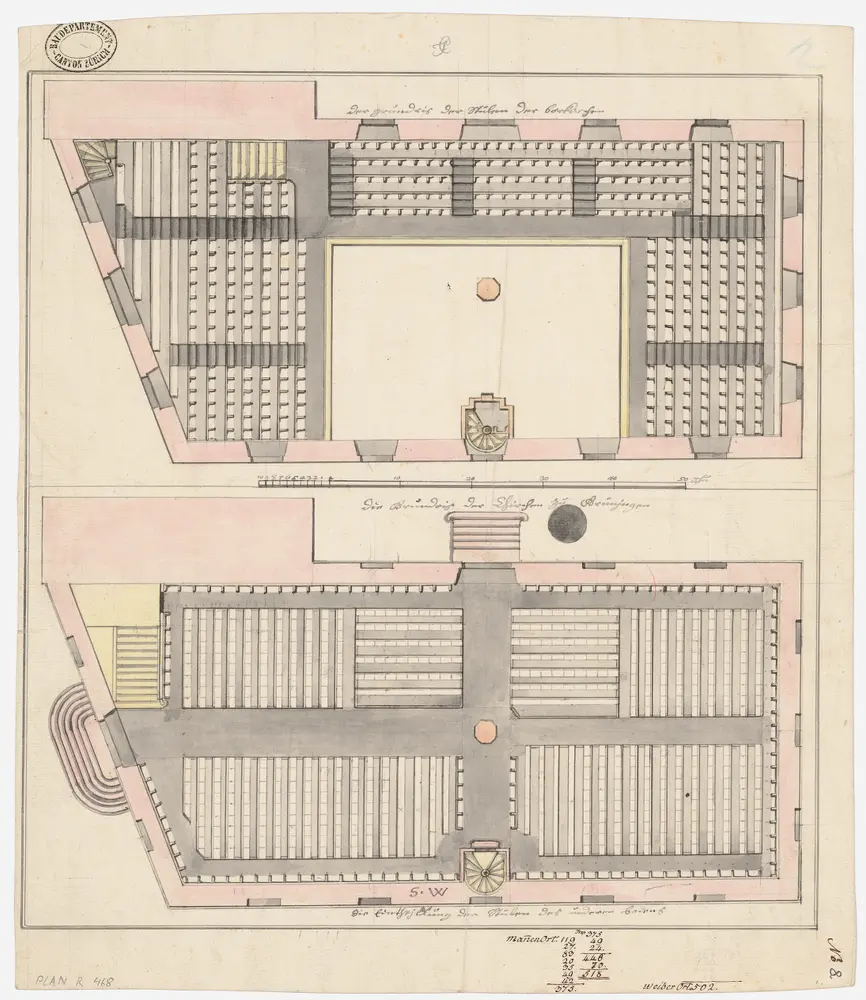 Grüningen: Kirche, Erdgeschoss und Empore; Grundrisse (Nr. 8)