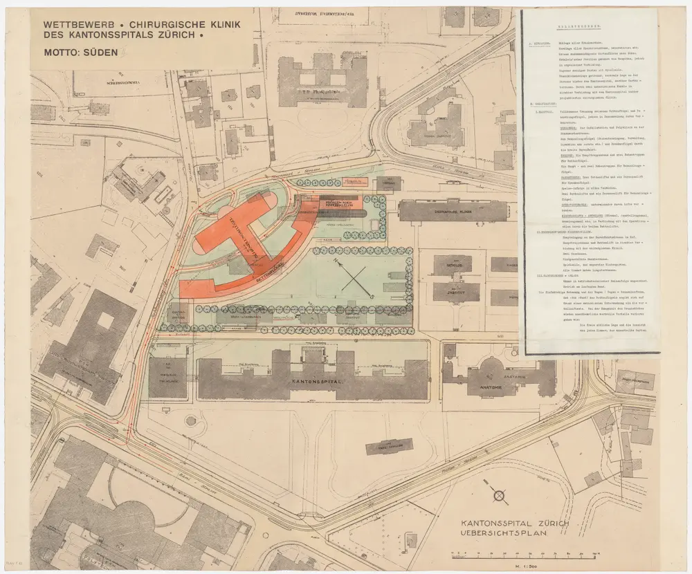 Zürich: Kantonsspital, Chirurgische Klinik; Projekt Süden; Situationsplan