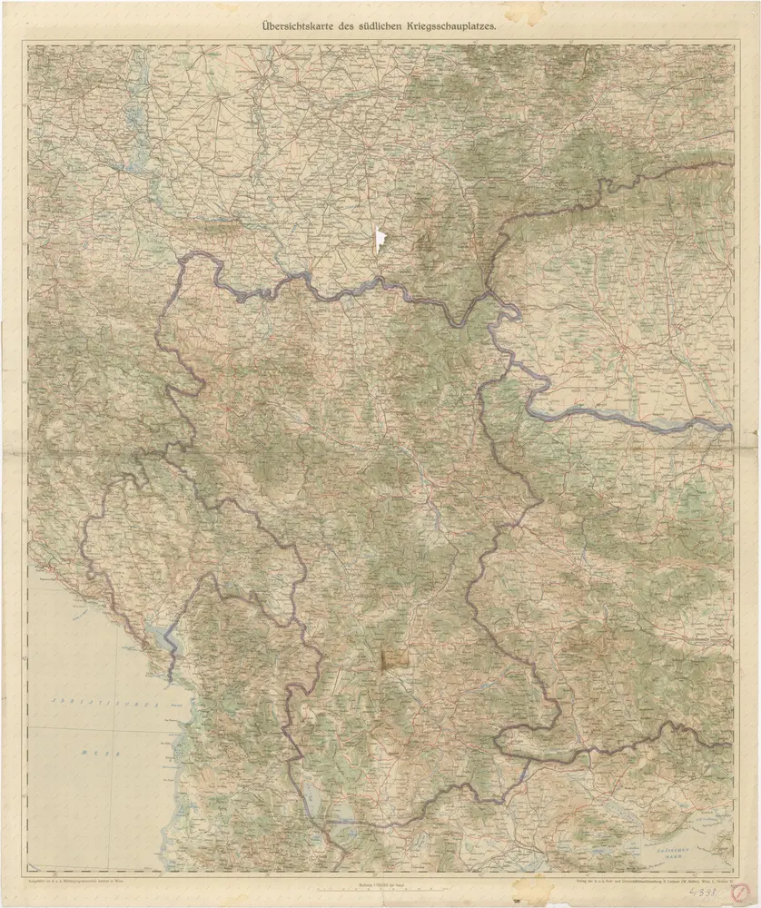 Übersichtskarte des südlichen Kriegschauplatzes