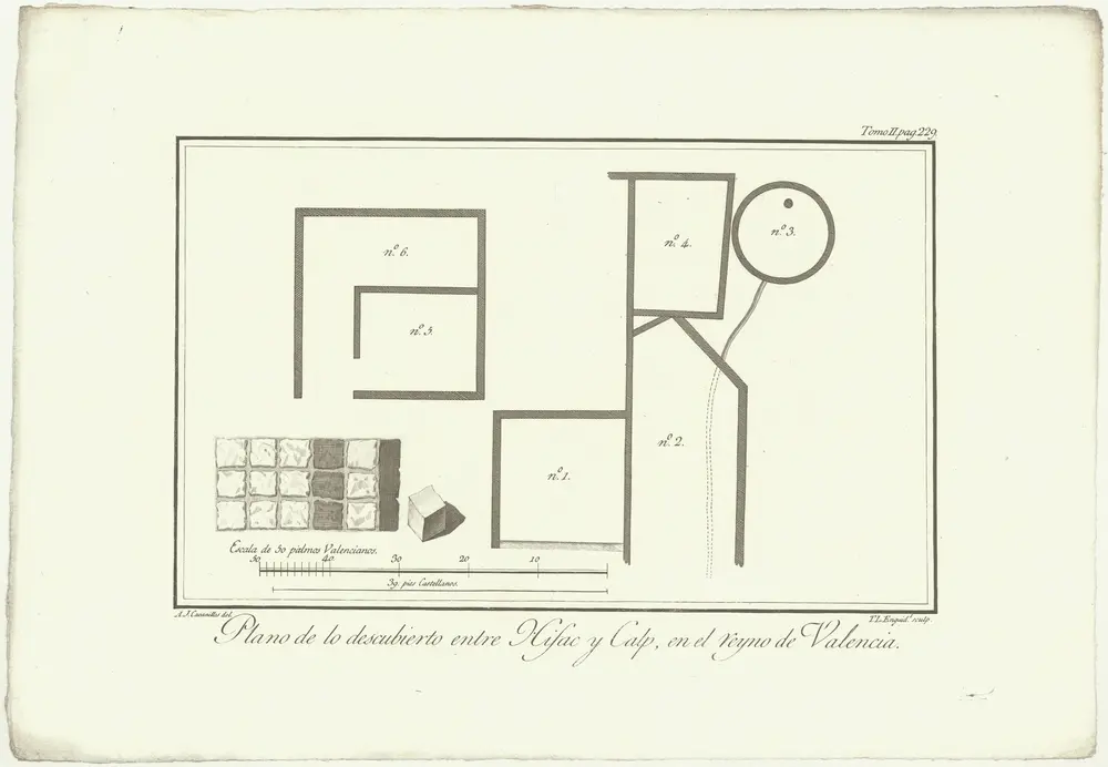 Plano de lo descubierto entre Hifac y Calp, en el reyno de Valencia