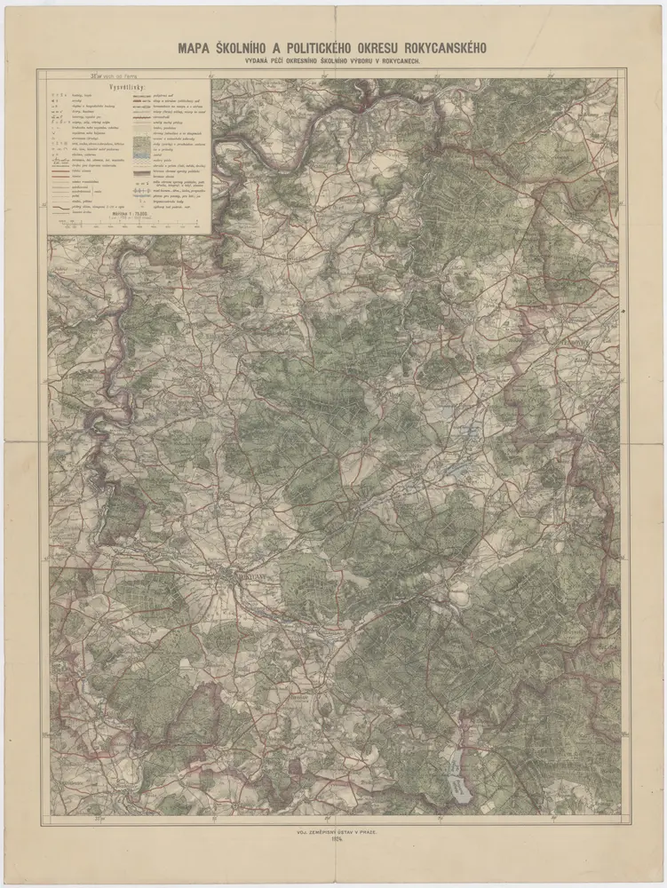 Mapa školního a politického okresu Rokycanského