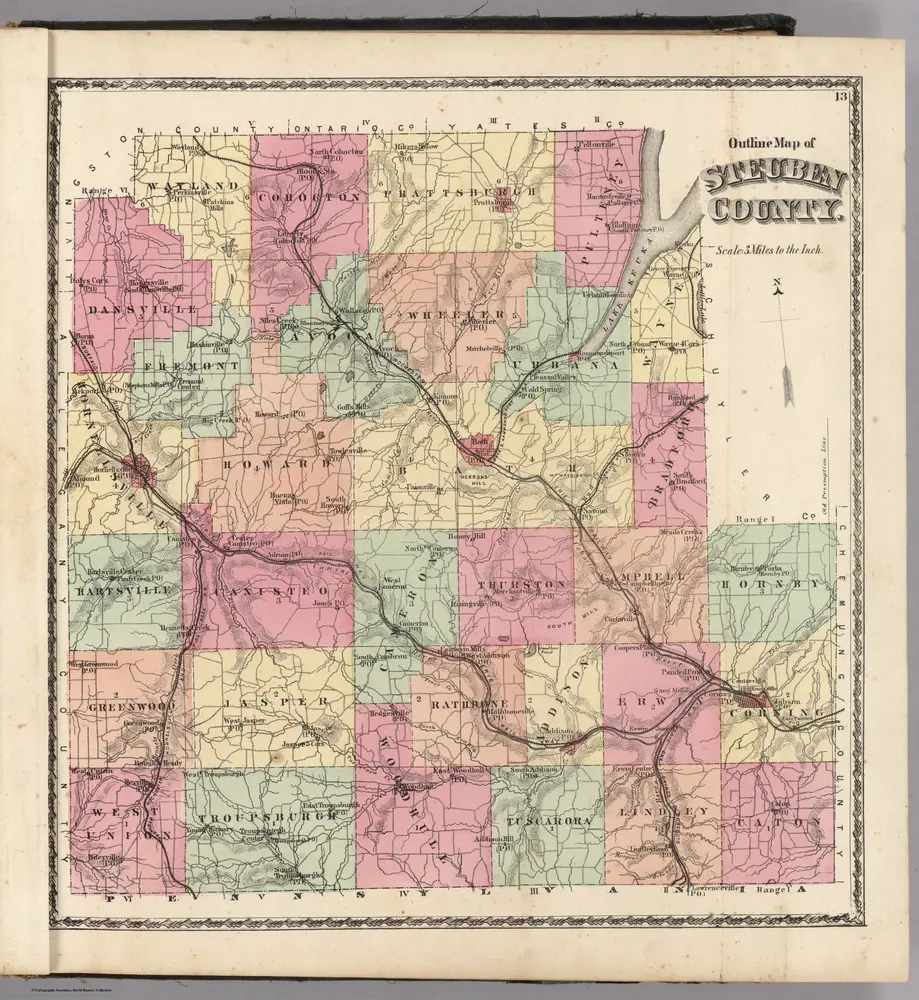 Outline Map of Steuben County.