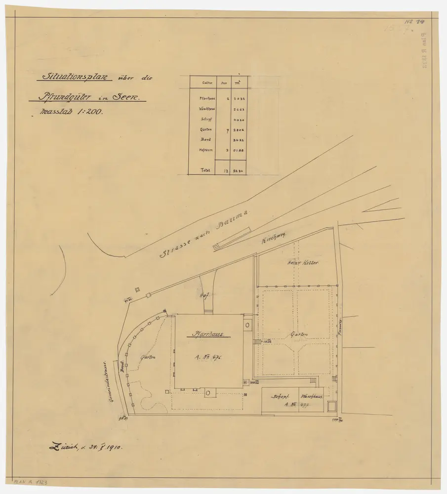 Seen: Pfrundlokalität mit Pfarrhaus; Grundriss (Nr. 14)