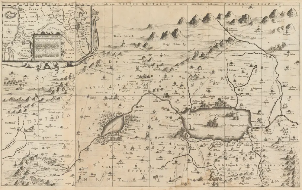 Dimidia Tribus Manasse Ultra Iordanem, Tribus Neptalim et partes orientales tribuum Zabvion et Isachar. [Karte], in: [Accuratissima orbis antiqui delineatio, sive, Geographia vetus, sacra & profana], S. 26.