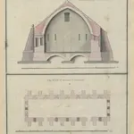 A colored plan of a powder magazine, built at Tilbury Fort, 1716, being one of the two at the landward side; drawn on a scale of 10 feet to an inch; with a transverse section, on a scale of 4 feet to an inch.