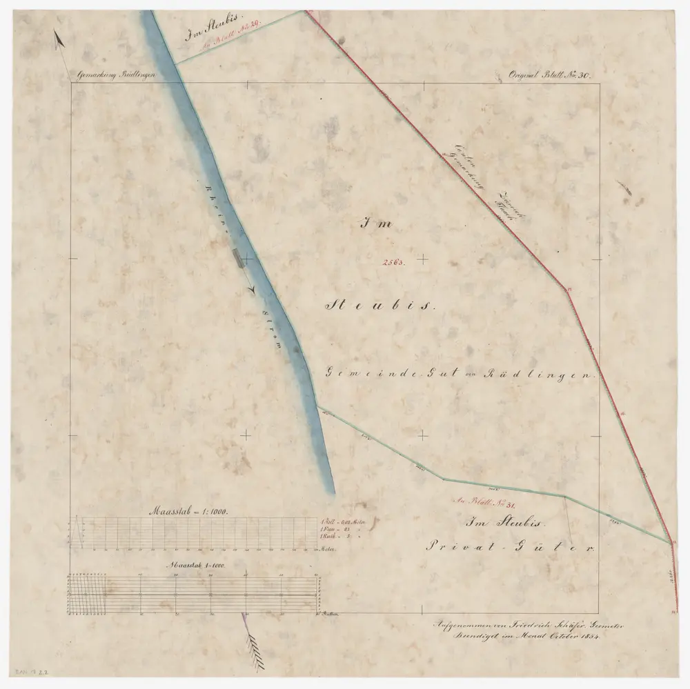 Rüdlingen SH: Im Steubis genannte Gemeinde- und Privatgüter; Grundriss: Originalblatt Nr. 30