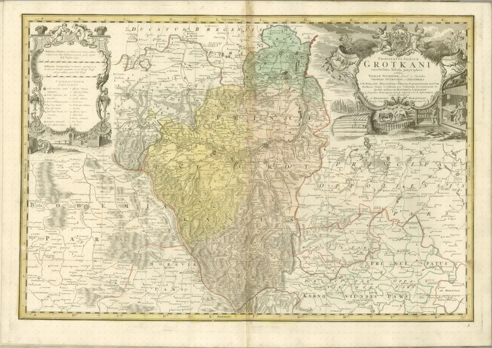 mapa z atlasu "Atlas Silesiae id est Dvcatvs Silesiae Generaliter Quatuor Mappis nec non specialiter XVI Mappis tot Principatvs repraesentatibvs geographice exhibitvs Addita Praefatione qua de Historia huius Atlantis agitvr"