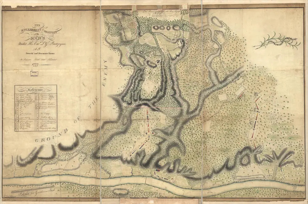 The encampment & position of the army under His Excy. Lt. Gl: Burgoyne at Swords's and Freeman's Farms on Hudsons River near Stillwater, 1777