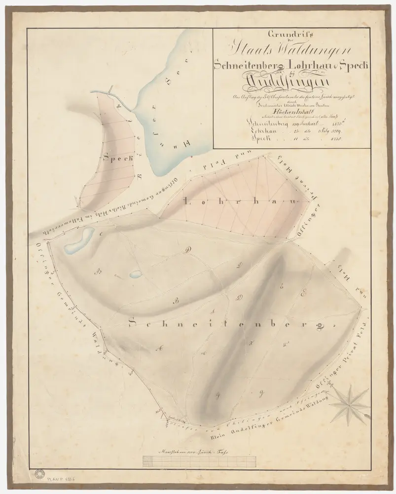 Ossingen: Staatswaldung: Schneitenberg, Speck, Loorhau (Lohrhau), Husemersee (Hausersee); Grundriss