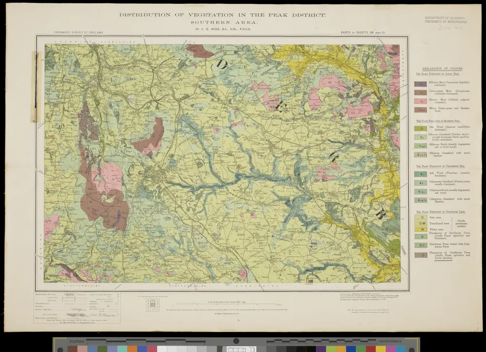 Distribution of vegetation on the Peak District: Southern area