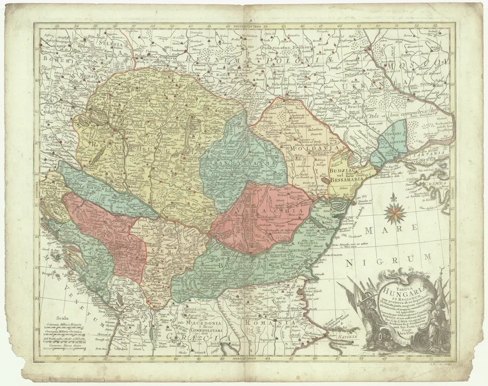 Tabula Hungaria et regionum, quae praaeterea ab ea dependent, delineata juxta magnum numerum an[n]otatium et mappas manuscriptas vel impressas