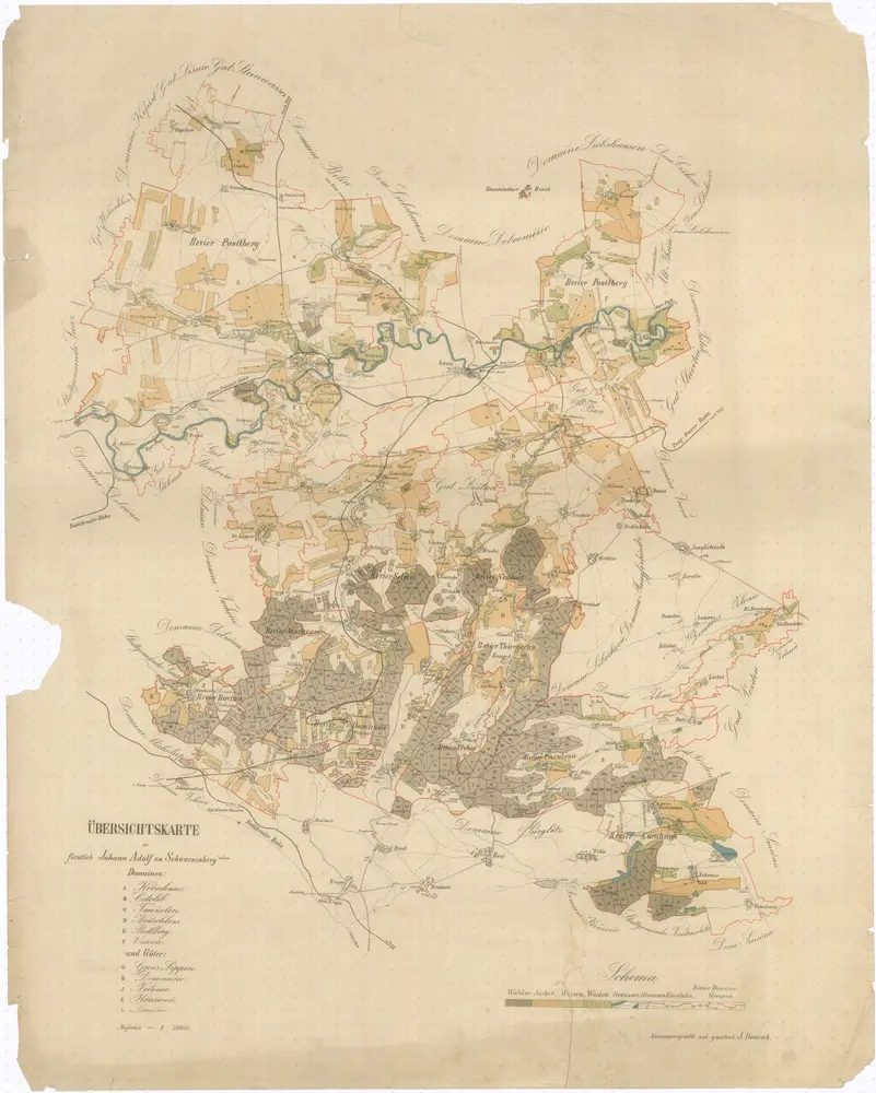 Přehledná mapa panství a statků Jana Adolfa Schwarzenberga v severozápadních Čechách 1