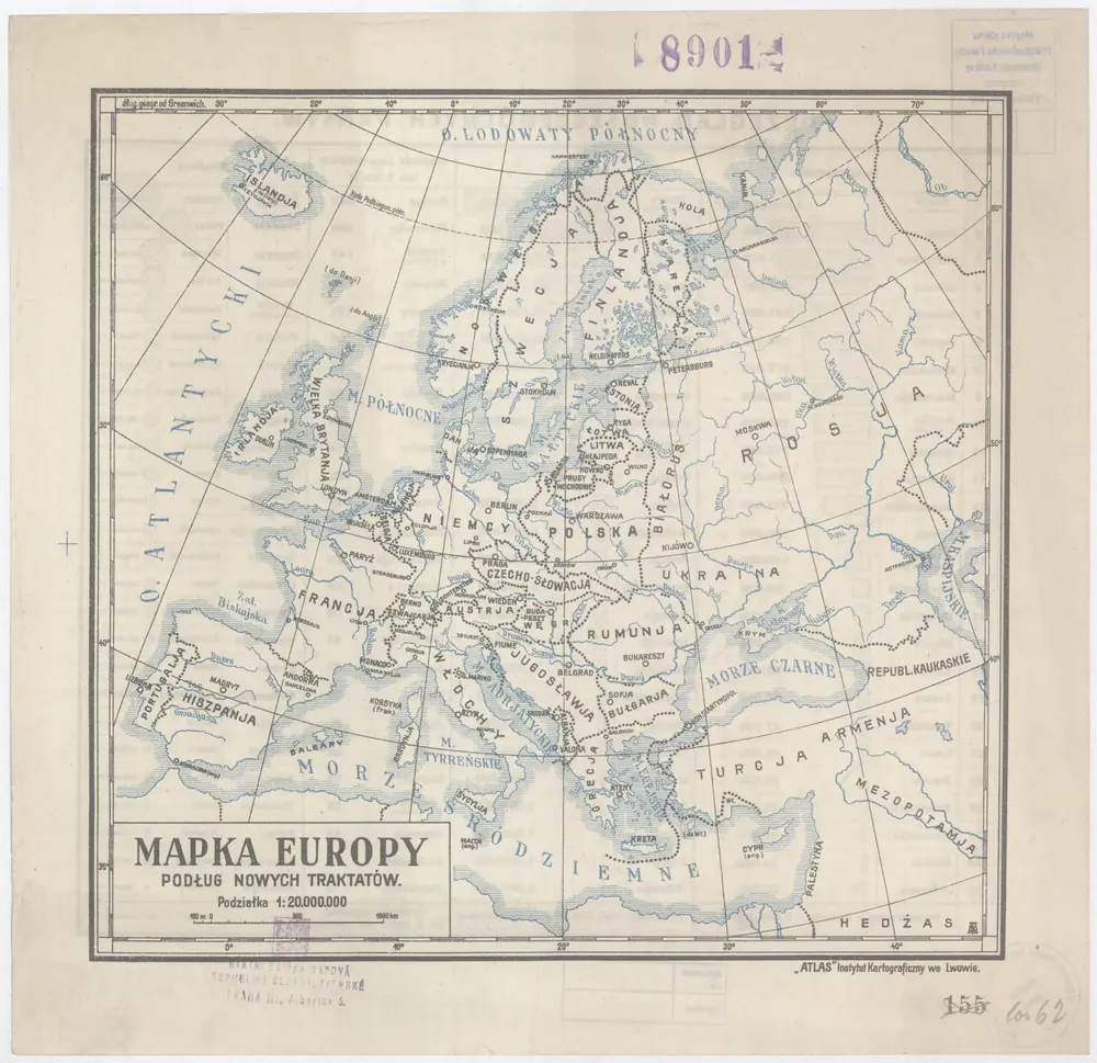 Mapka Europy podług nowych traktatów