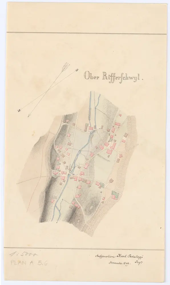 Vorlagen für die Topographische Karte des Kantons Zürich (Wild-Karte): Bezirk Affoltern: Ortsplan: Oberrichterswil