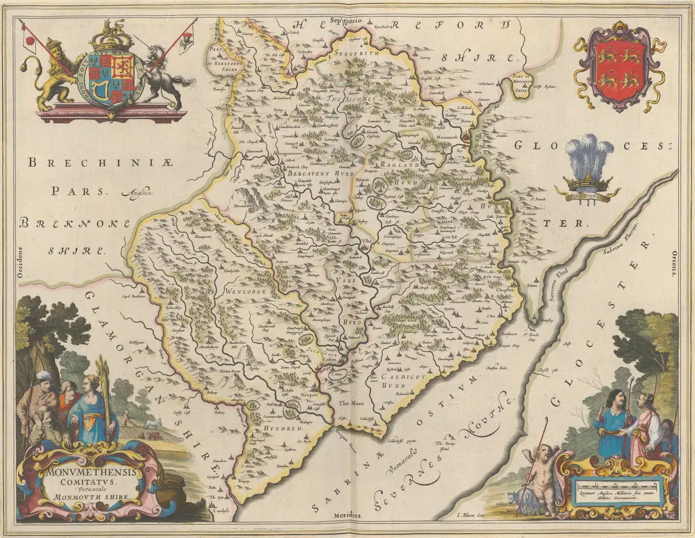 Monumethensis Comitatus. Vernacule Monmouth Shire. [Karte], in: Le théâtre du monde, ou, Nouvel atlas contenant les chartes et descriptions de tous les païs de la terre, Bd. 4, S. 350.