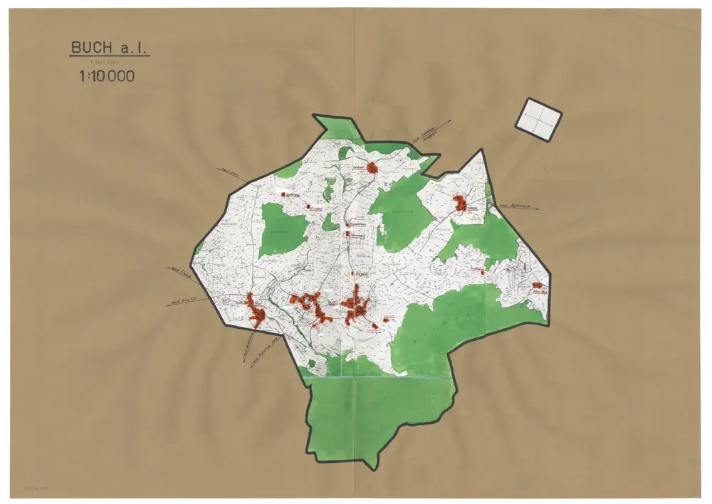 Buch am Irchel: Definition der Siedlungen für die eidgenössische Volkszählung am 01.12.1950; Siedlungskarte