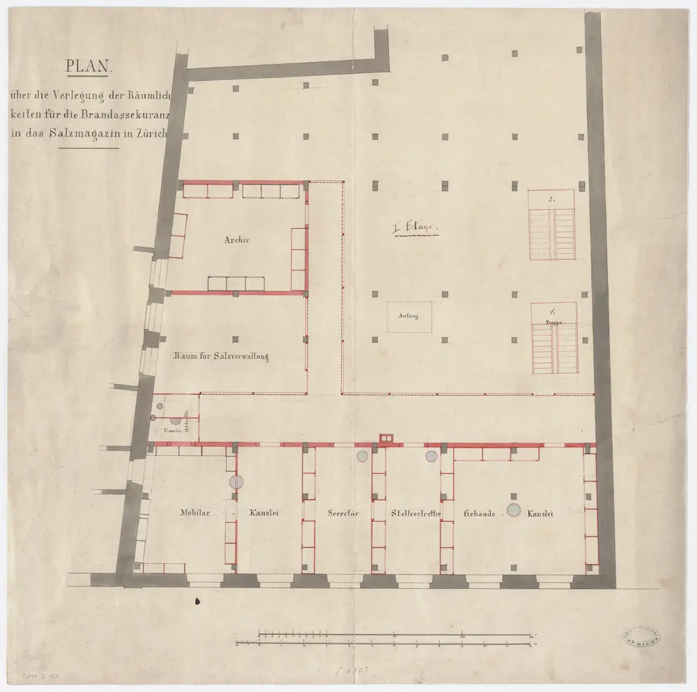 Salzmagazin: Nutzung der Räumlichkeiten durch die Brandassekuranz; Grundriss